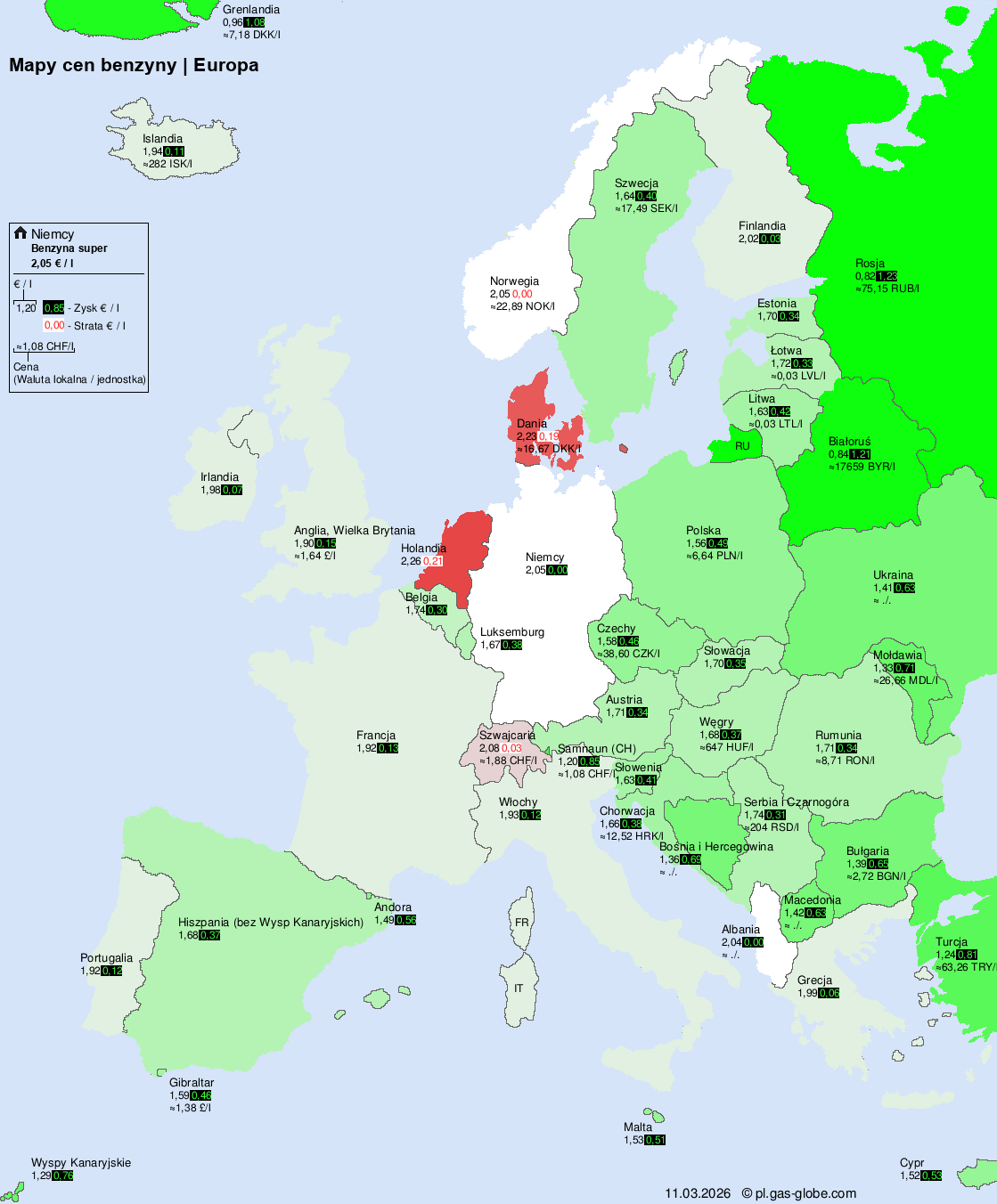 Ceny paliw na świecie – benzinpreis.de – Europa